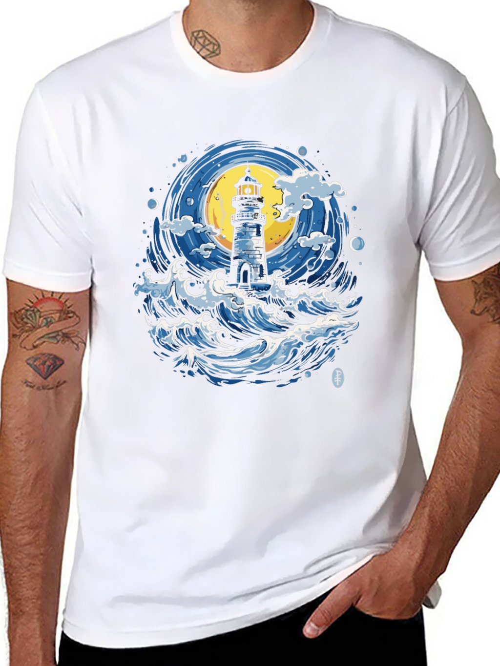 Lighthouse Waves Graphic Tee - Nautical Style