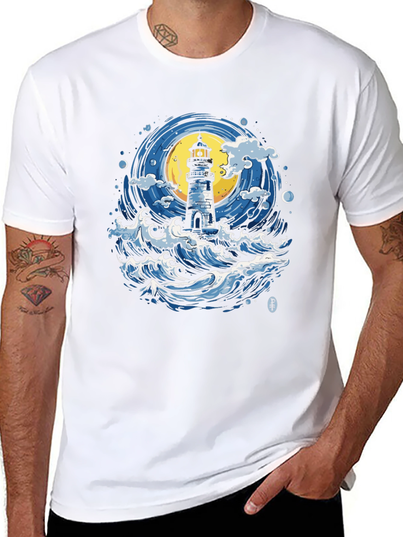 Lighthouse Waves Graphic Tee - Nautical Style