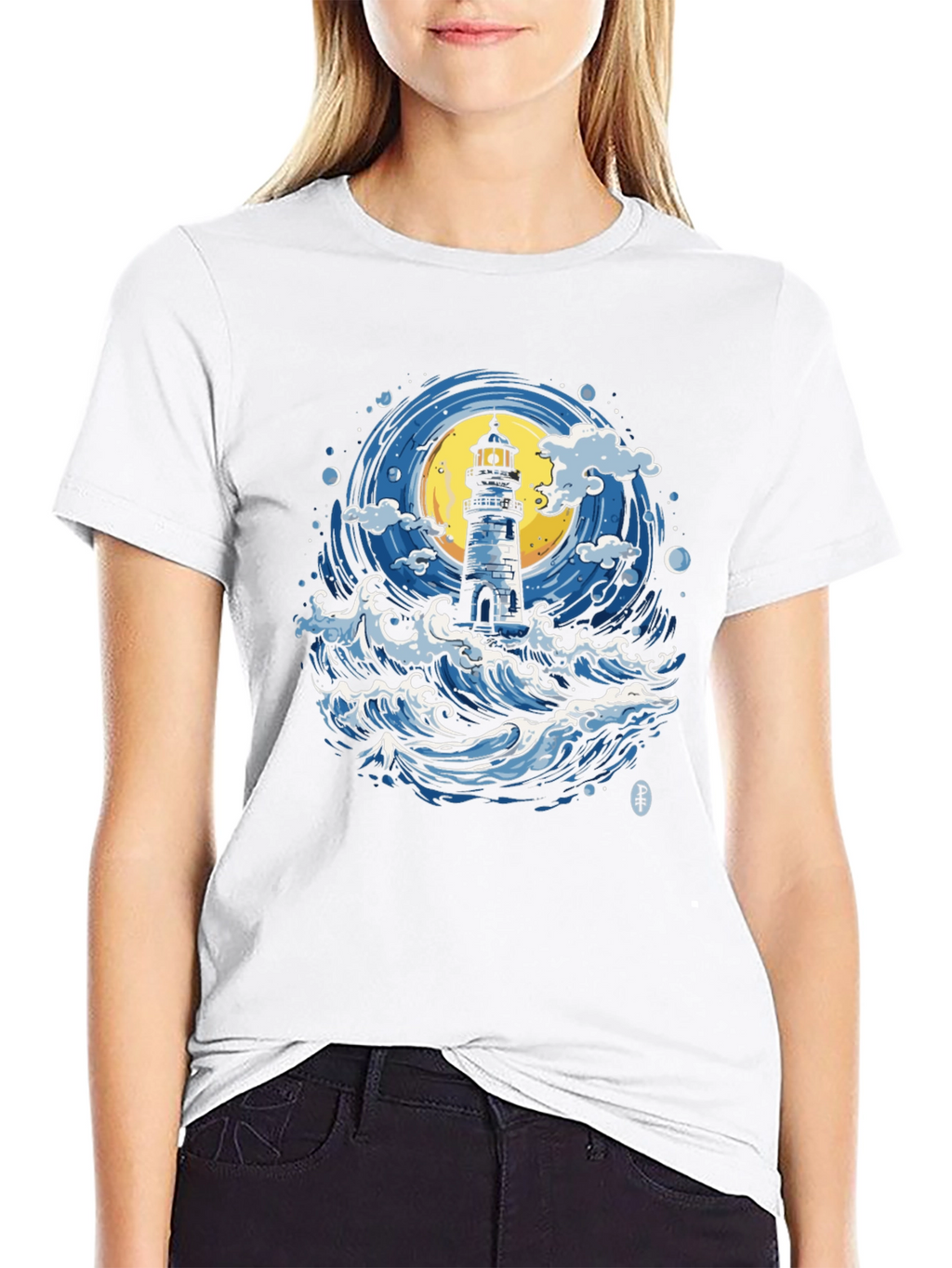 Lighthouse Waves Graphic Tee - Nautical Style