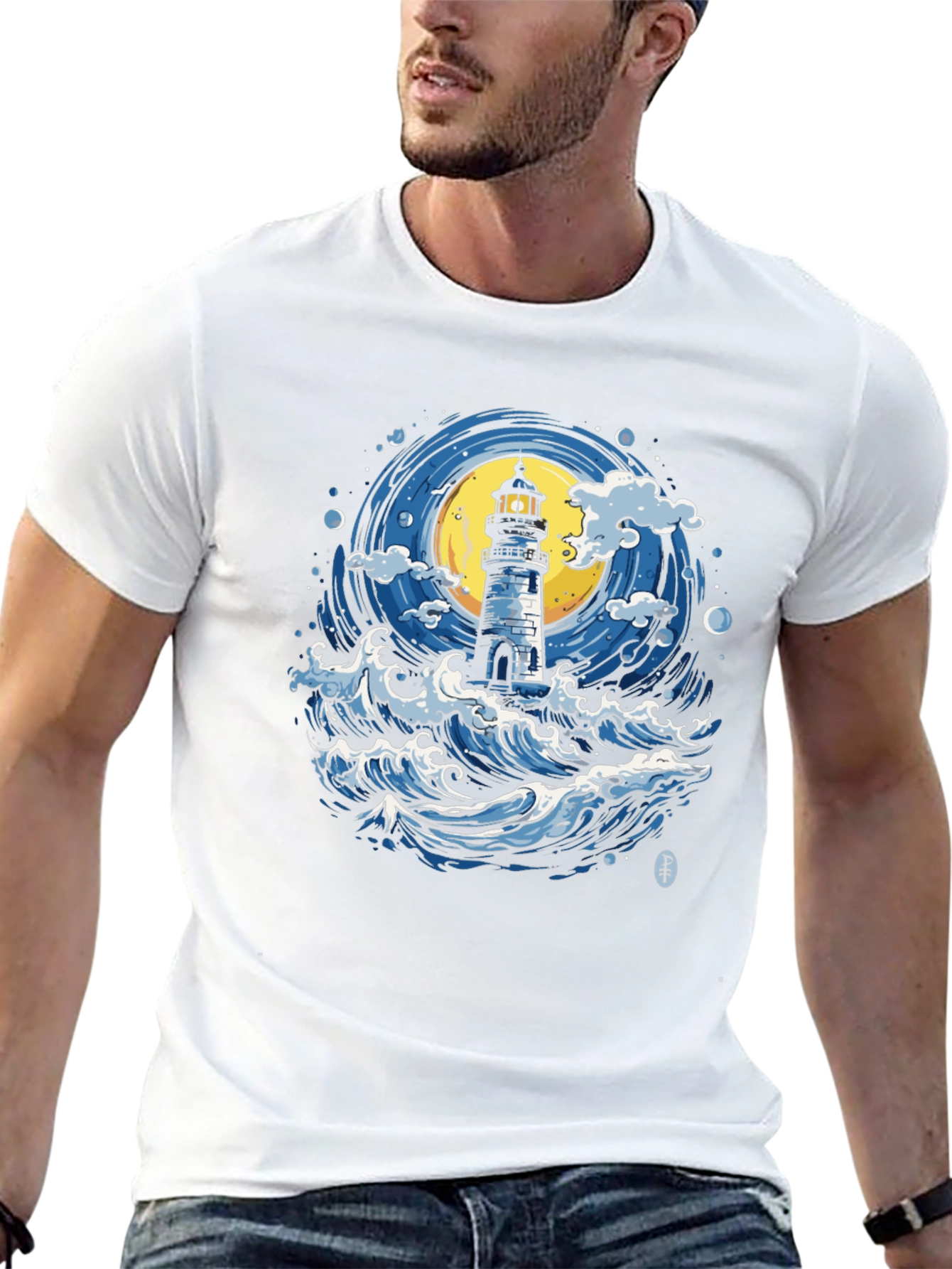 Lighthouse Waves Graphic Tee - Nautical Style