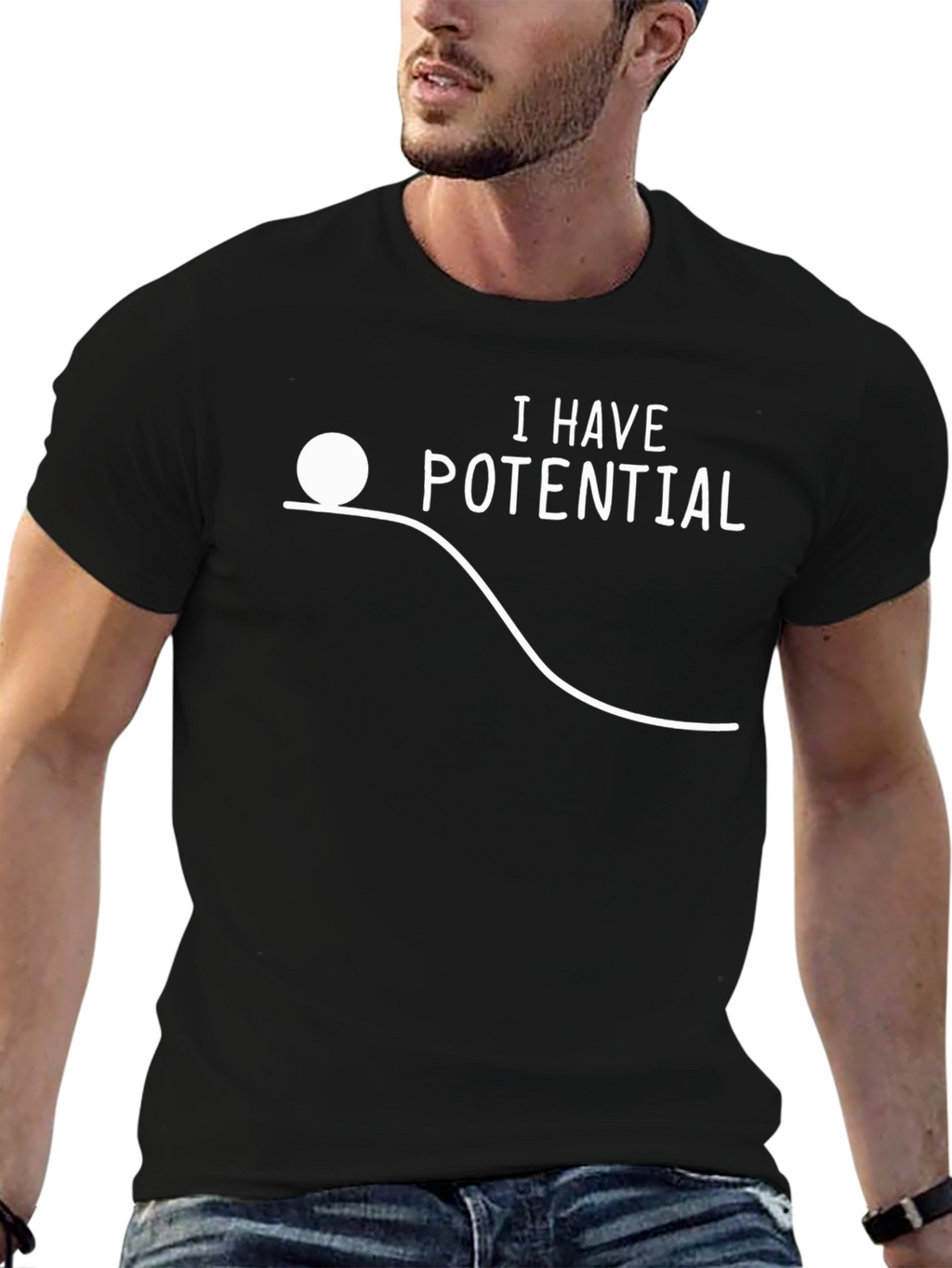 I Have Potential Funny Physics Black T-Shirt