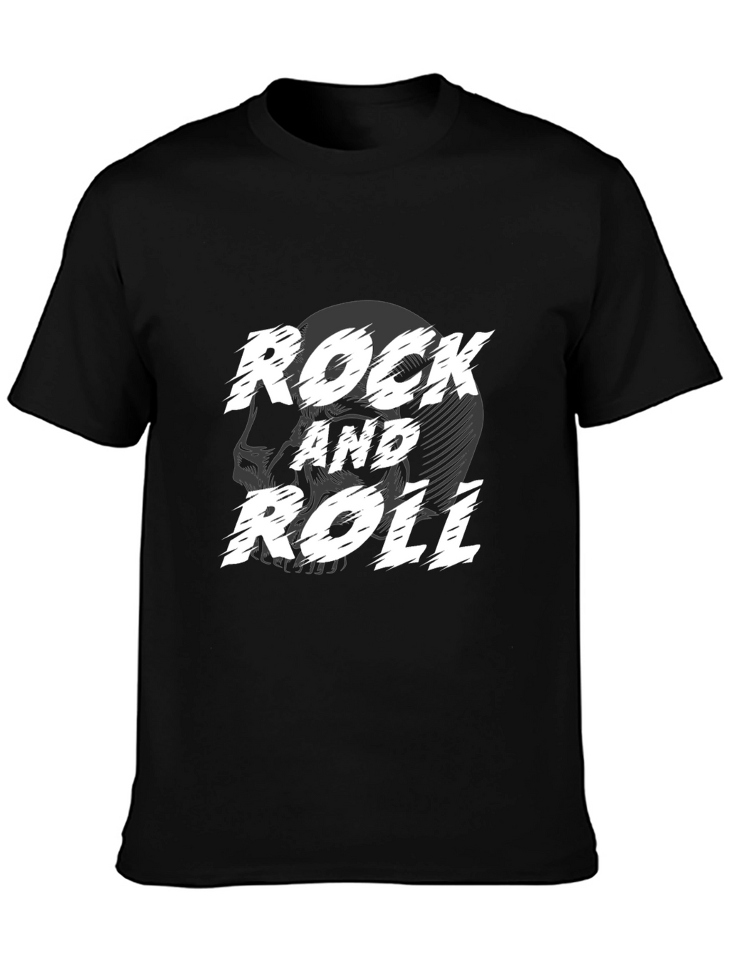 Rock and Roll Skull Graphic Black T-Shirt