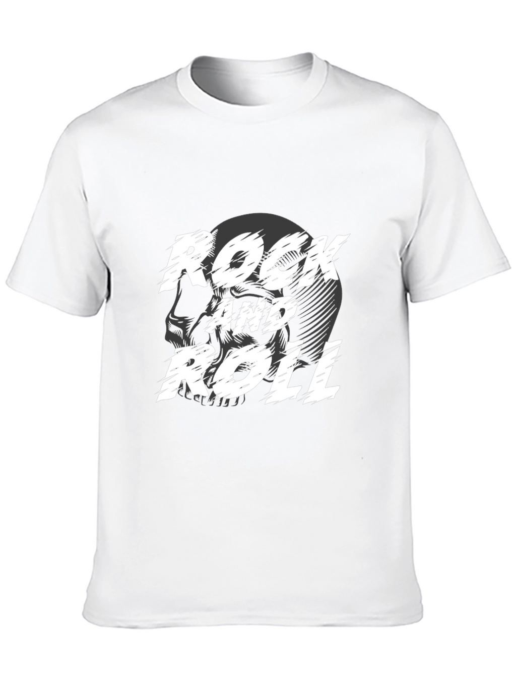 Rock and Roll Skull Graphic Black T-Shirt