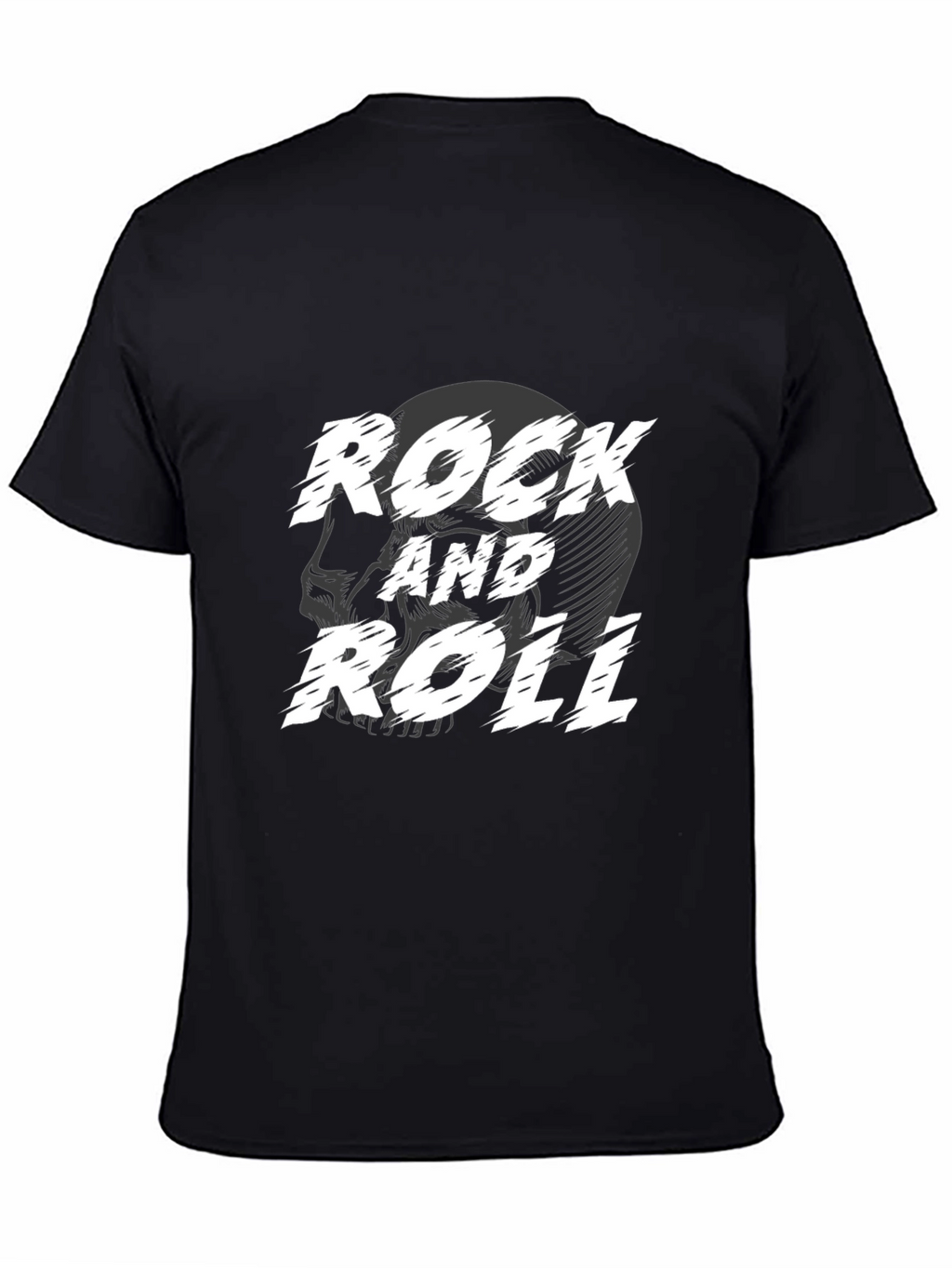 Rock and Roll Skull Graphic Black T-Shirt