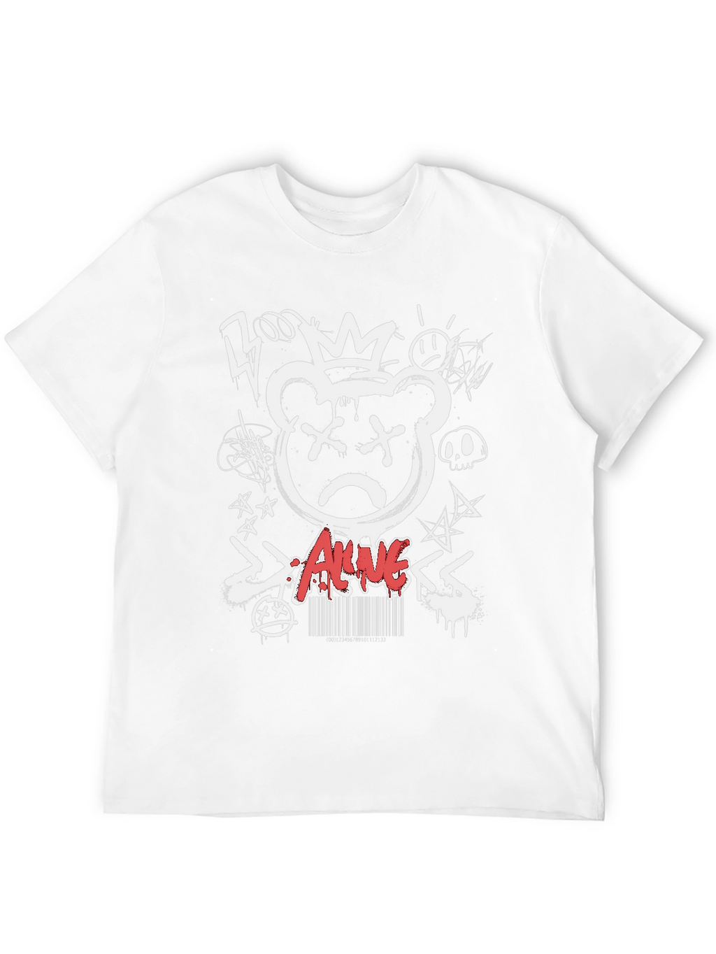 Edgy Graffiti Bear Graphic T-Shirt