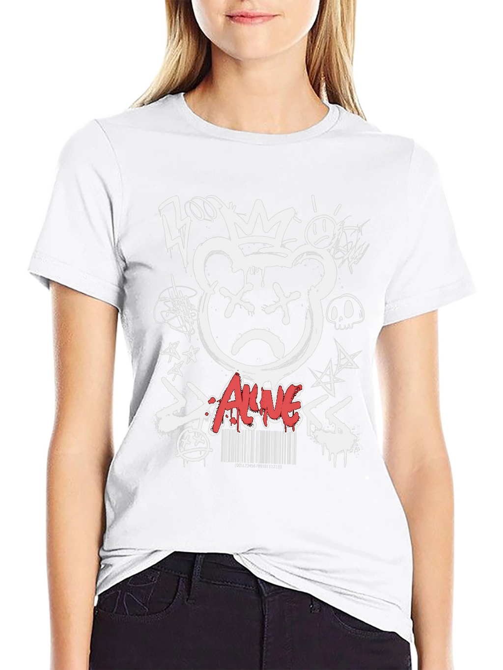 Edgy Graffiti Bear Graphic T-Shirt