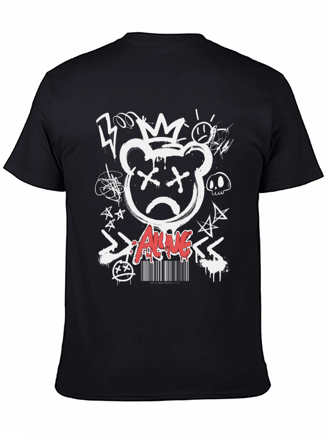 Edgy Graffiti Bear Graphic T-Shirt