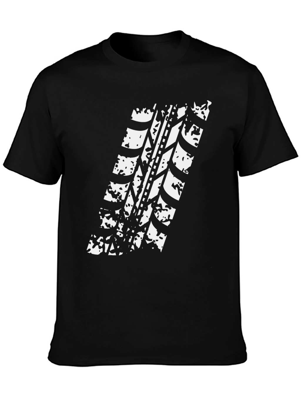 Tire Track Graphic Tee - Black Cotton Casual Shirt