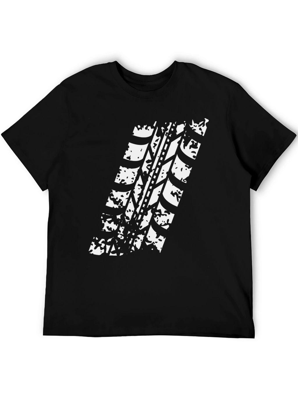 Tire Track Graphic Tee - Black Cotton Casual Shirt