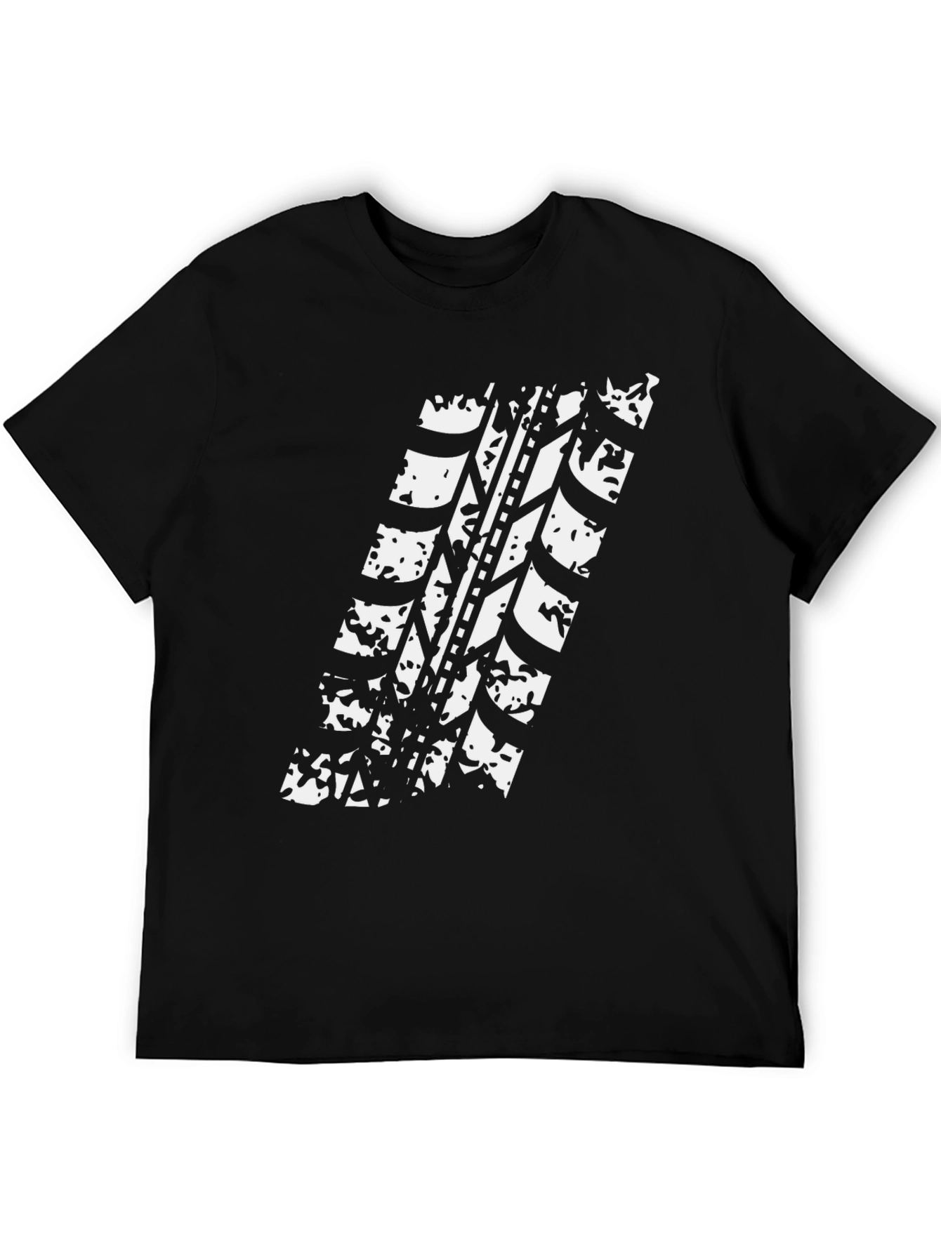 Tire Track Graphic Tee - Black Cotton Casual Shirt