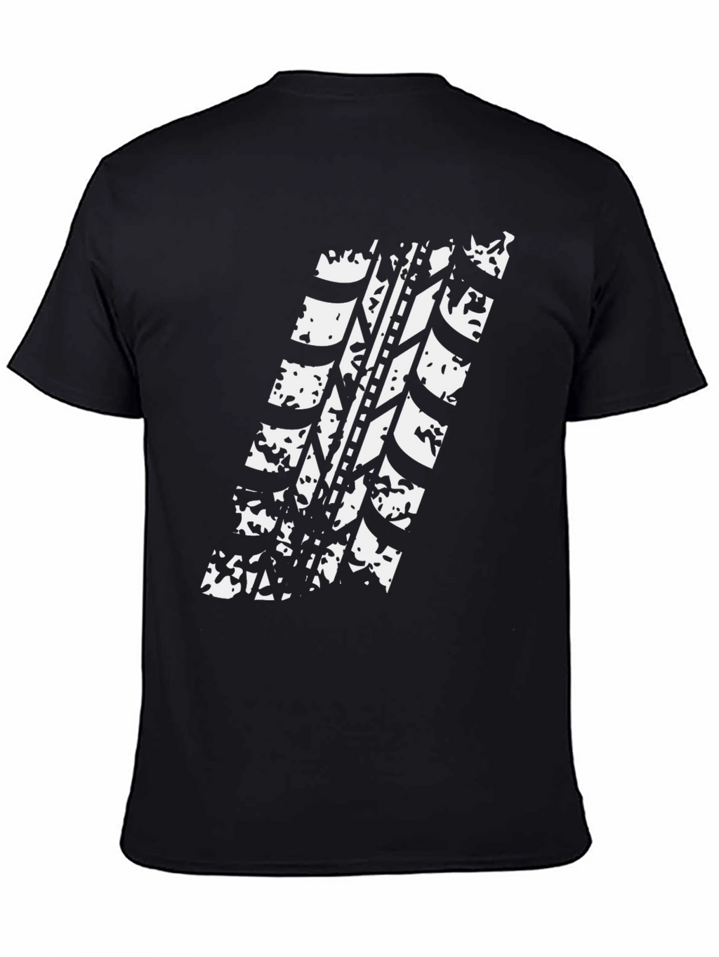 Tire Track Graphic Tee - Black Cotton Casual Shirt
