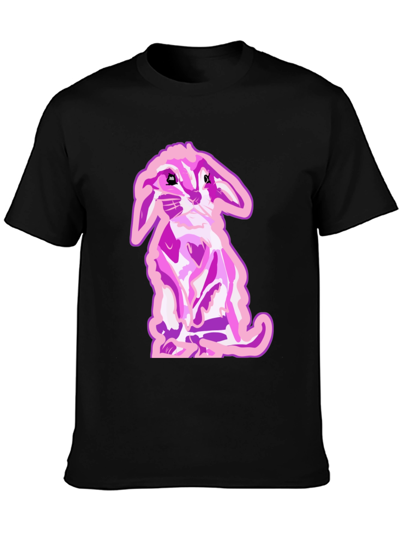 Bunny Graphic Tee - Black Cotton Blend