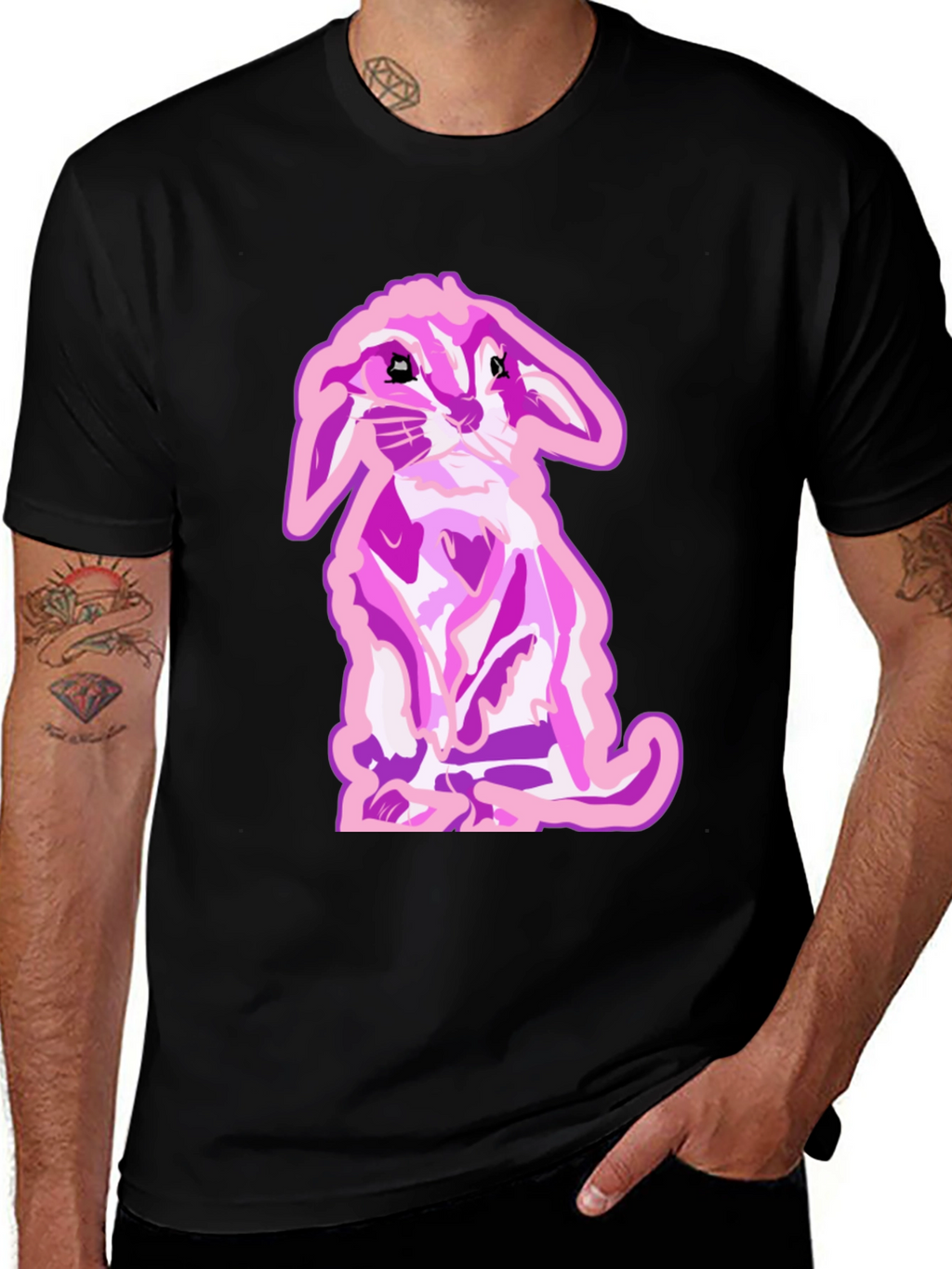 Bunny Graphic Tee - Black Cotton Blend