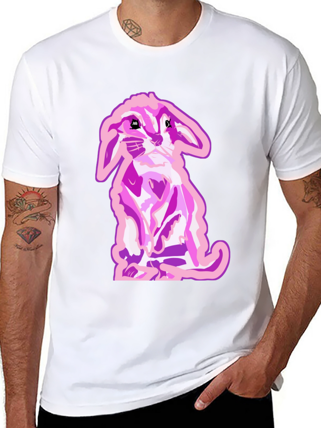 Bunny Graphic Tee - Black Cotton Blend
