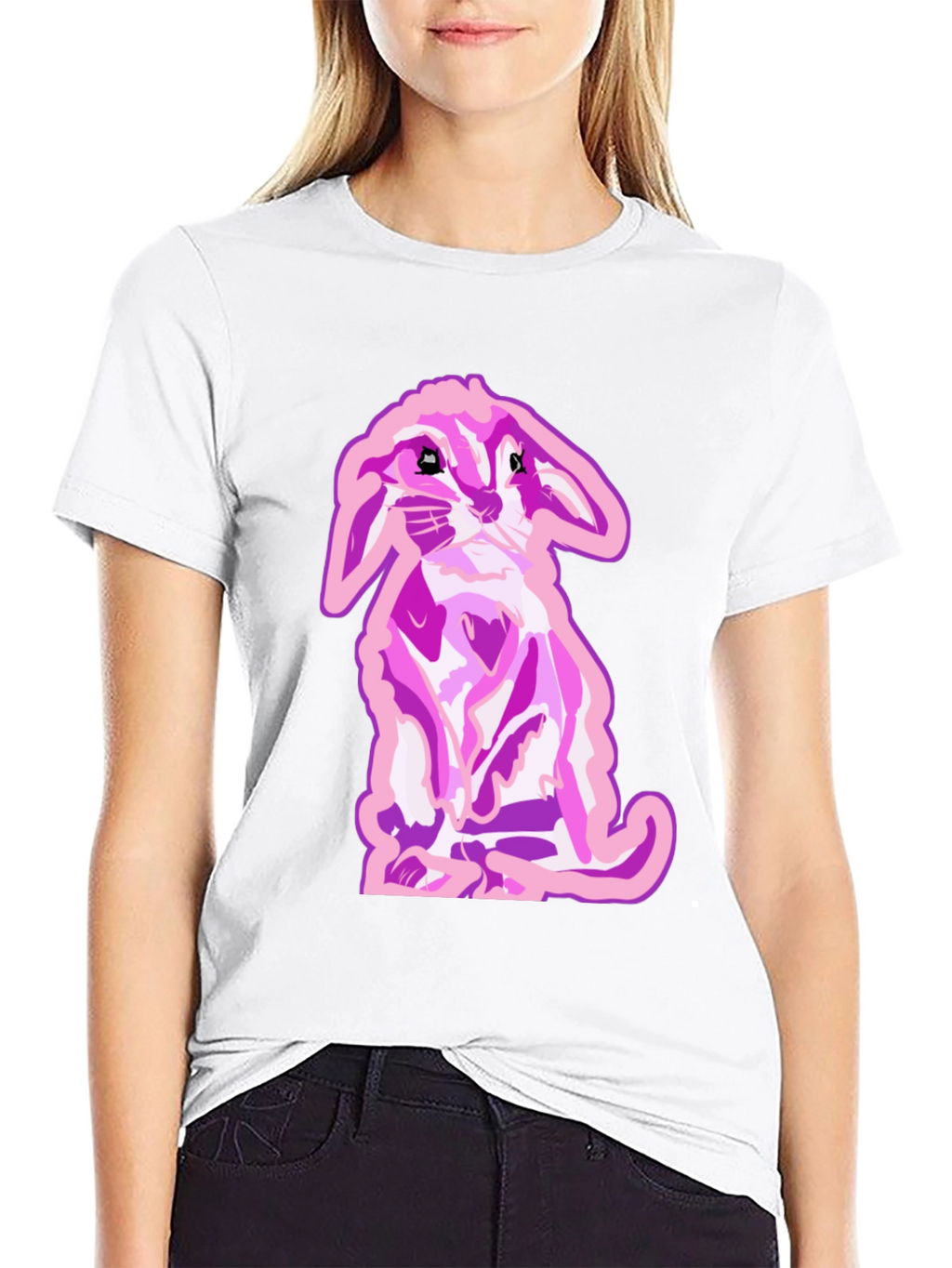 Bunny Graphic Tee - Black Cotton Blend