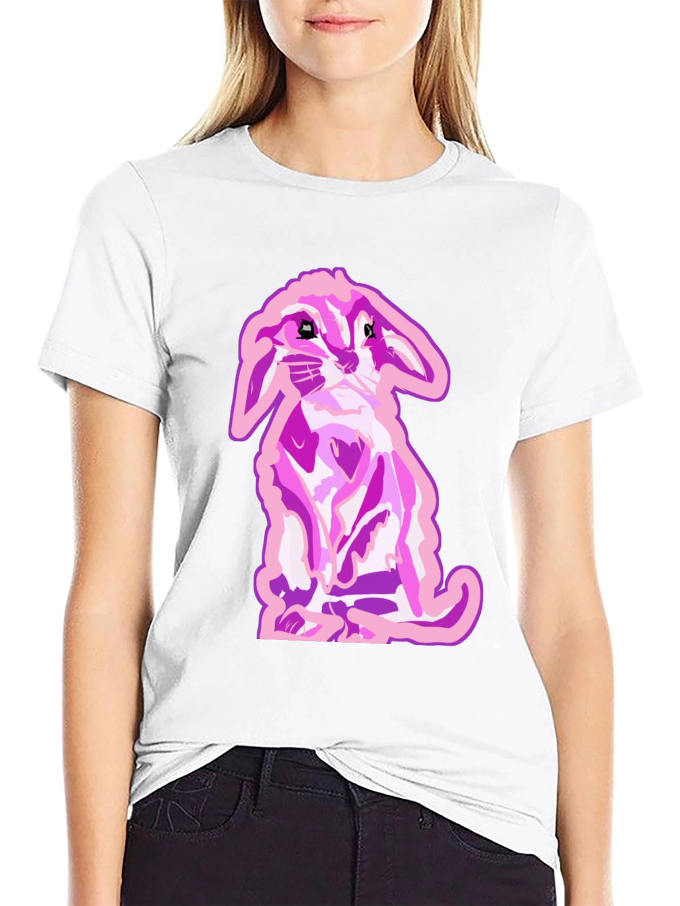 Bunny Graphic Tee - Black Cotton Blend
