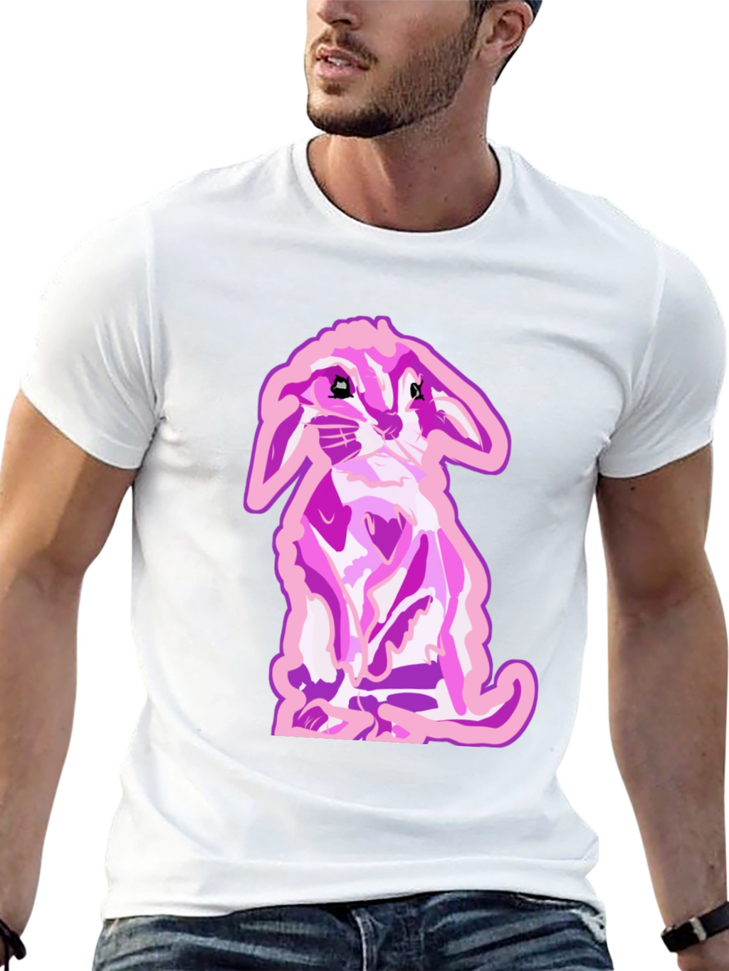 Bunny Graphic Tee - Black Cotton Blend