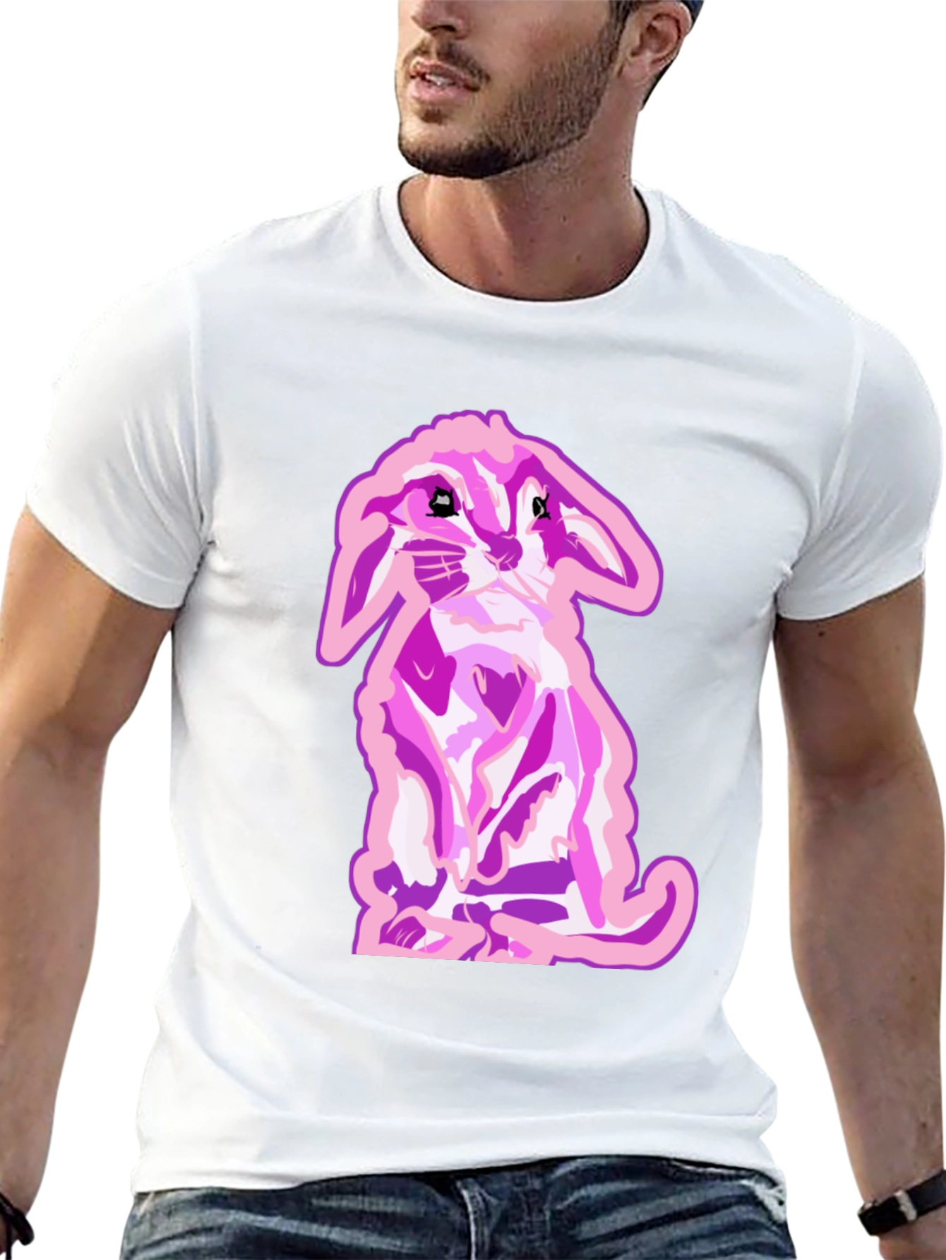 Bunny Graphic Tee - Black Cotton Blend