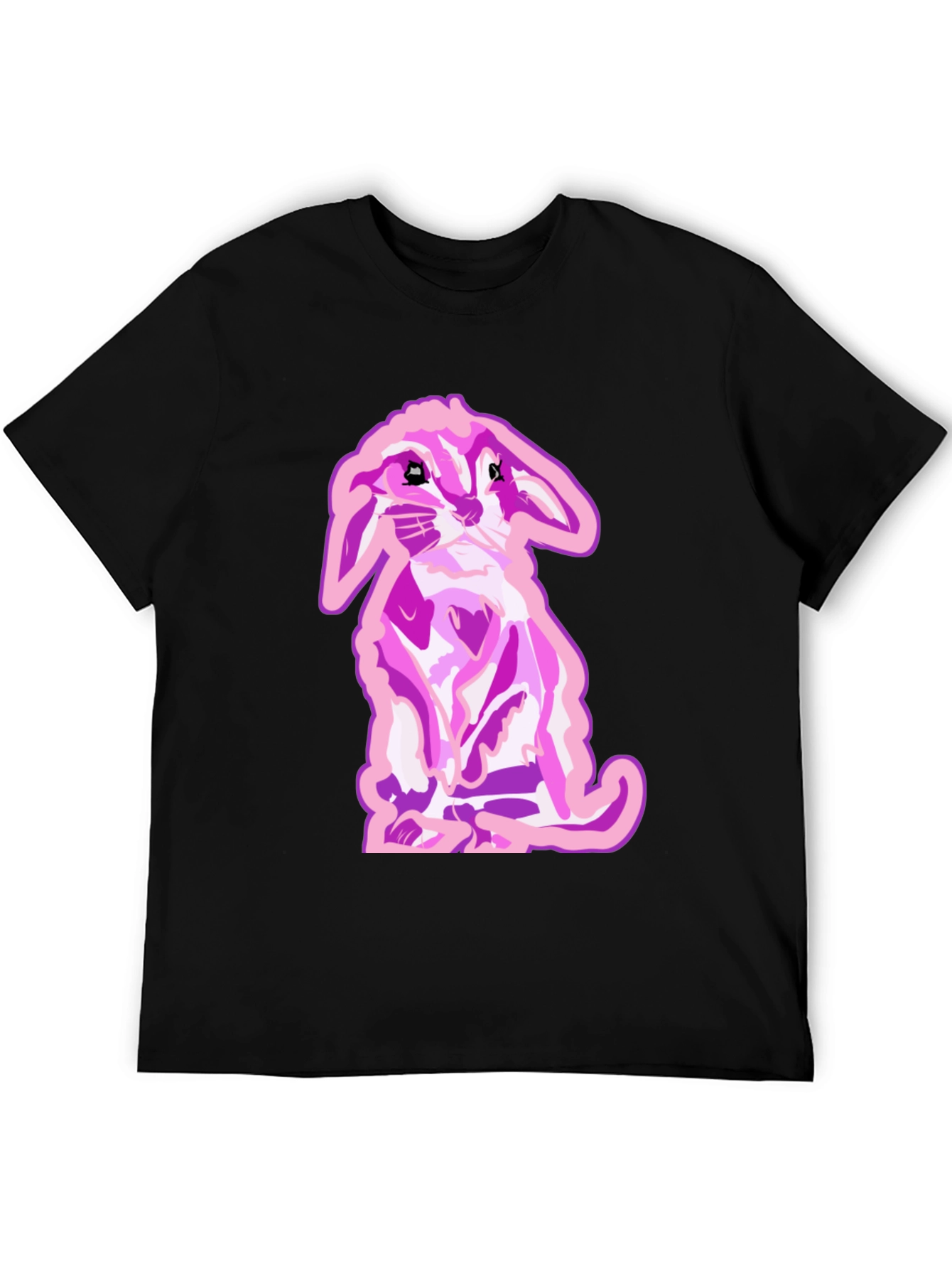 Bunny Graphic Tee - Black Cotton Blend