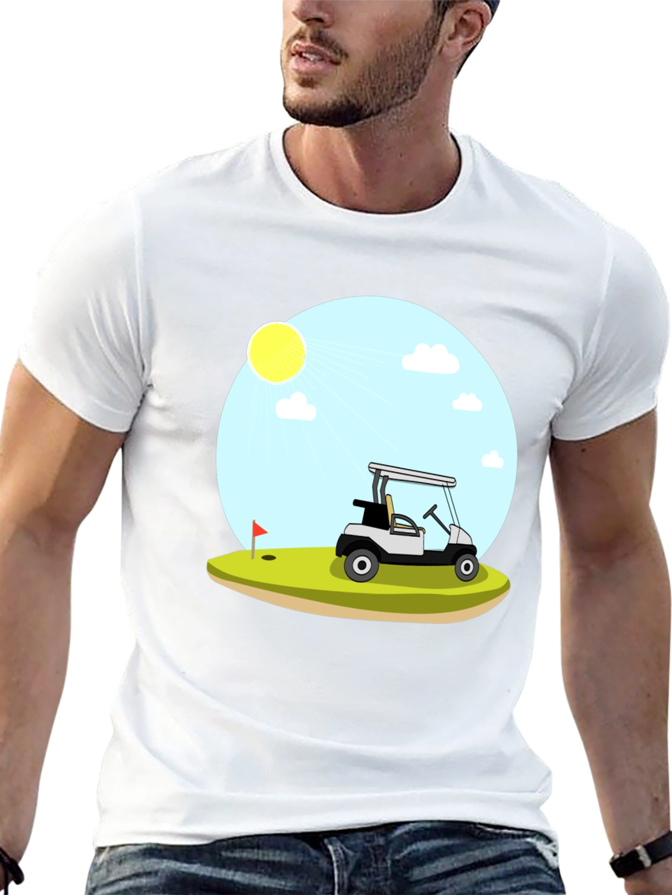 Golf Cart Scene Graphic T-Shirt