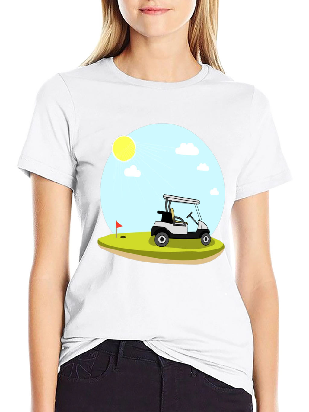 Golf Cart Scene Graphic T-Shirt