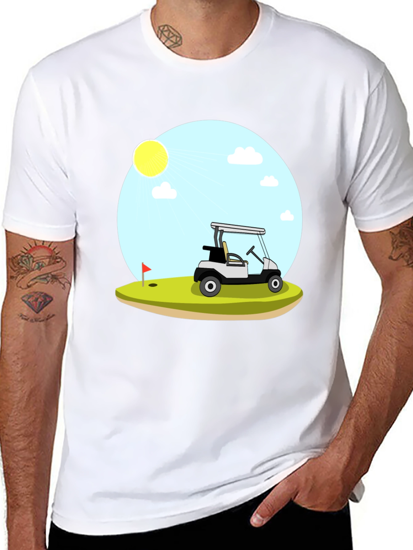Golf Cart Scene Graphic T-Shirt