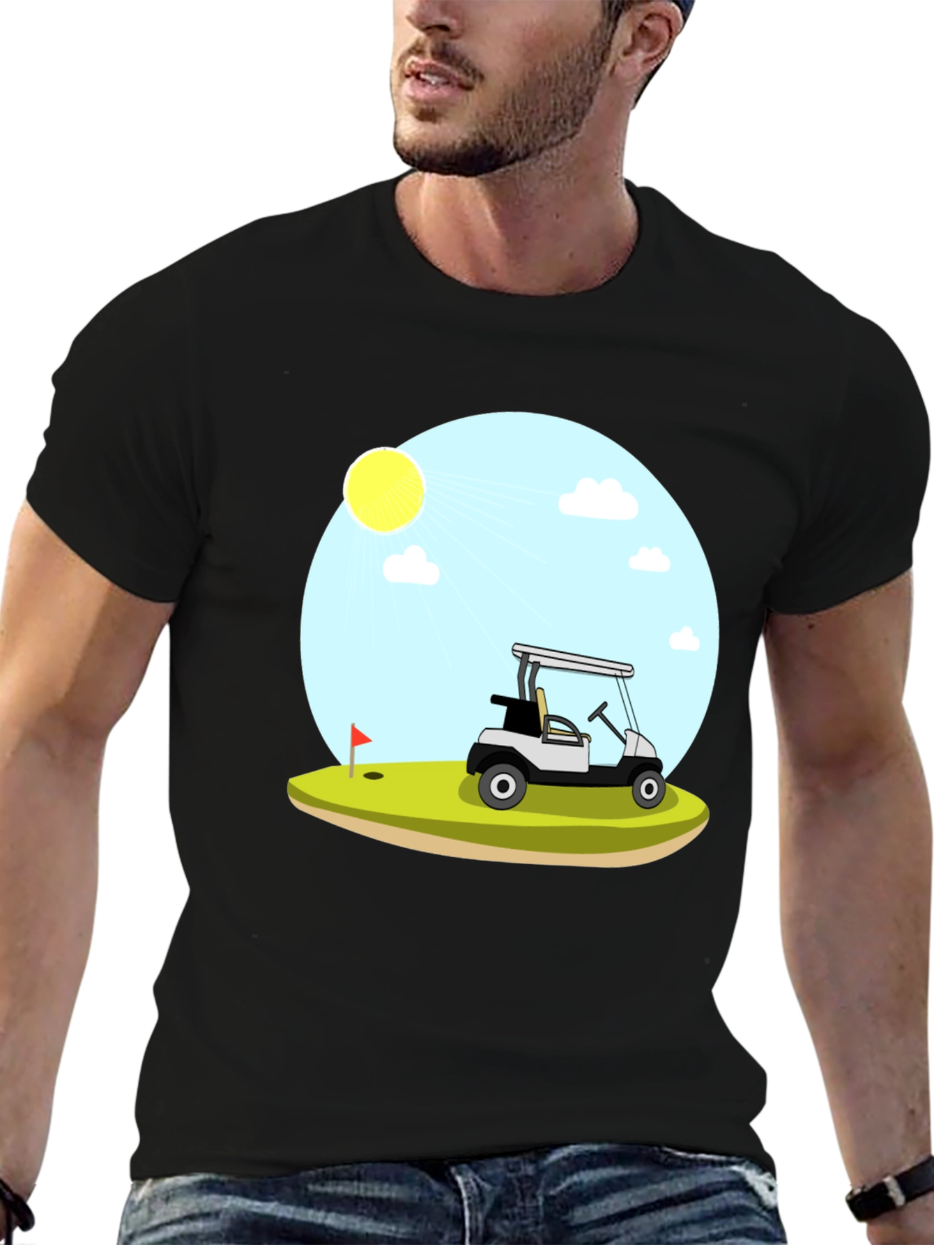 Golf Cart Scene Graphic T-Shirt