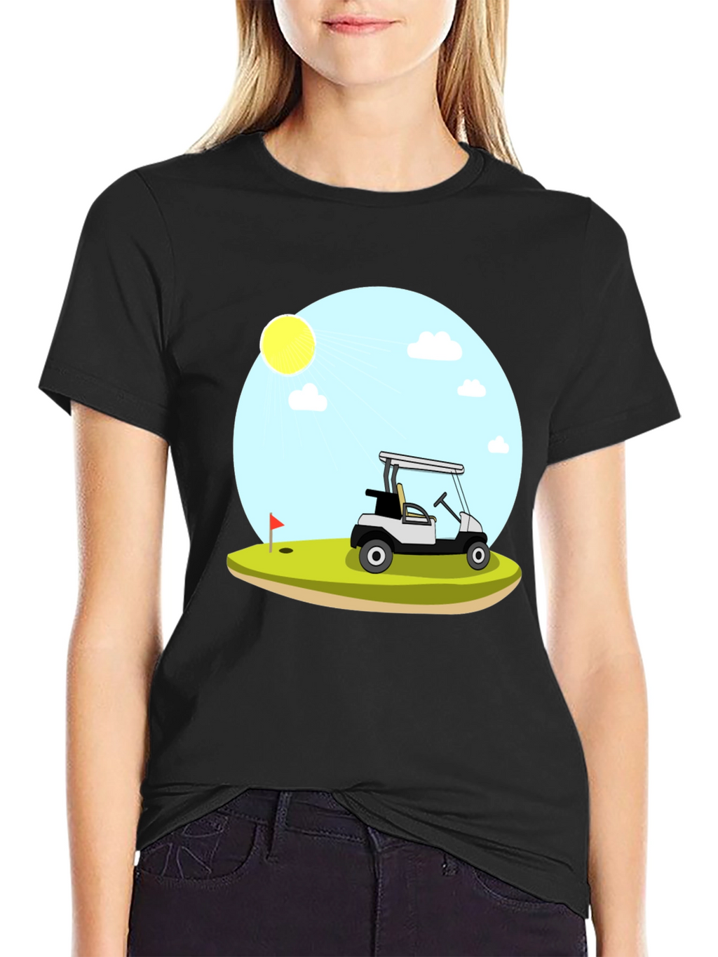 Golf Cart Scene Graphic T-Shirt