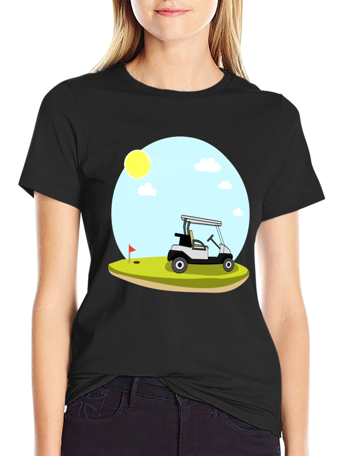 Golf Cart Scene Graphic T-Shirt