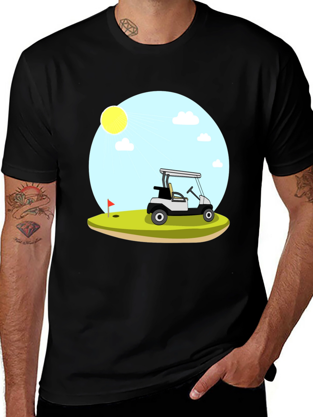 Golf Cart Scene Graphic T-Shirt
