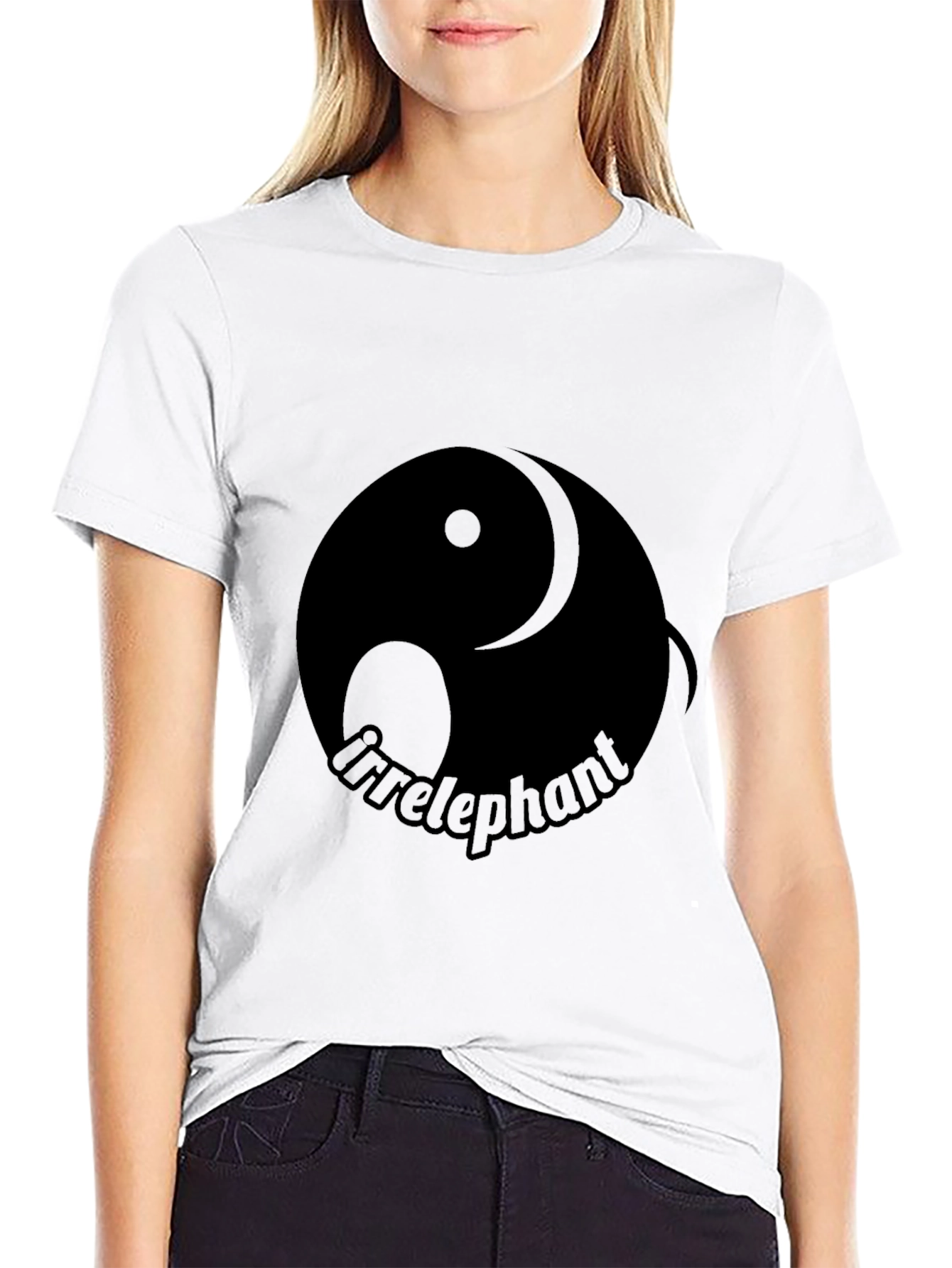 Irrelephant Yin Yang T-Shirt - Black
