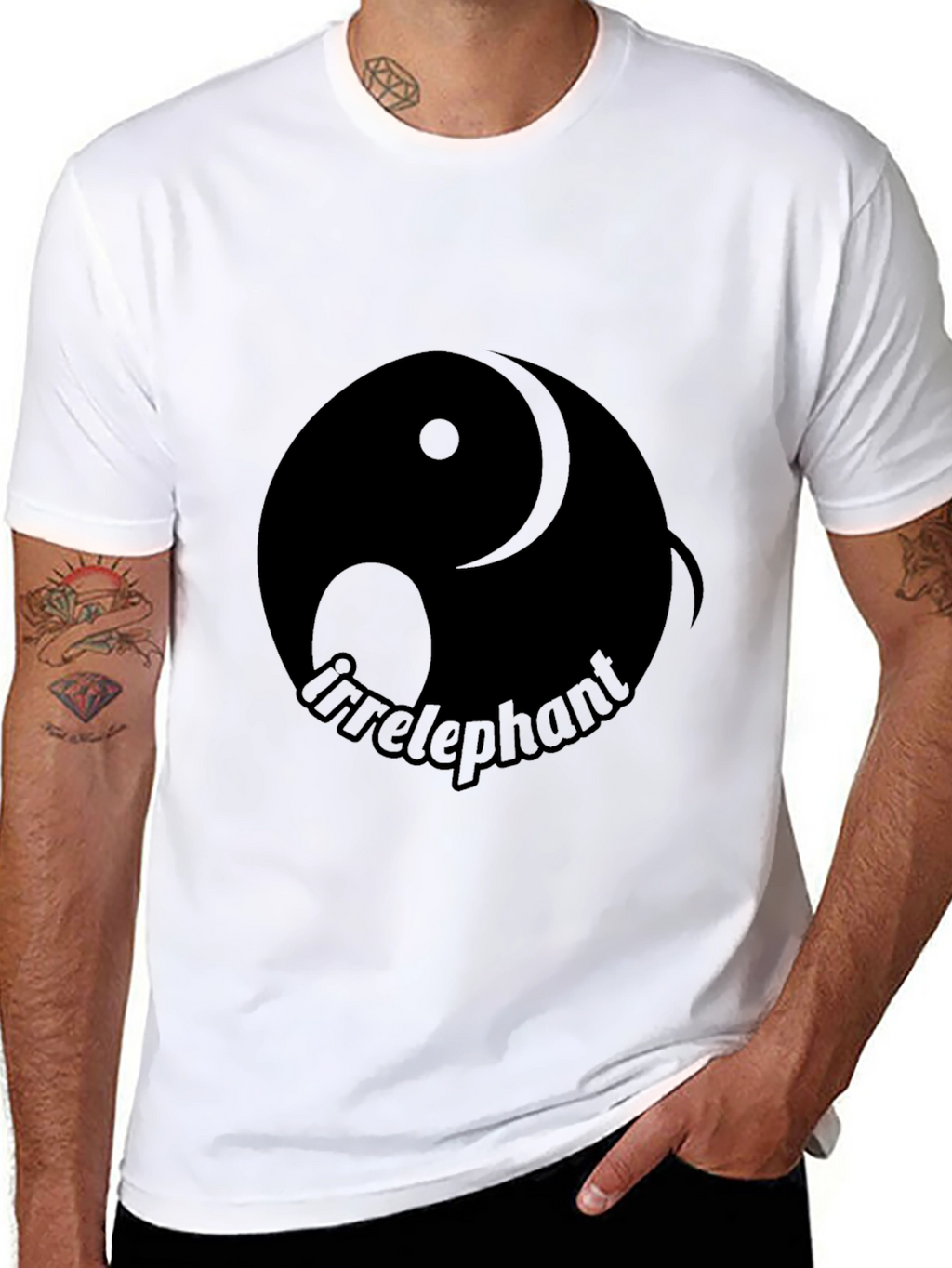 Irrelephant Yin Yang T-Shirt - Black