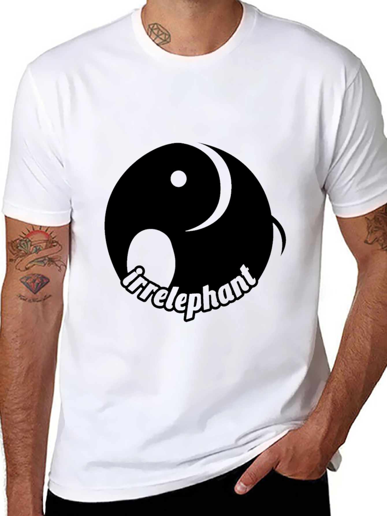 Irrelephant Yin Yang T-Shirt - Black