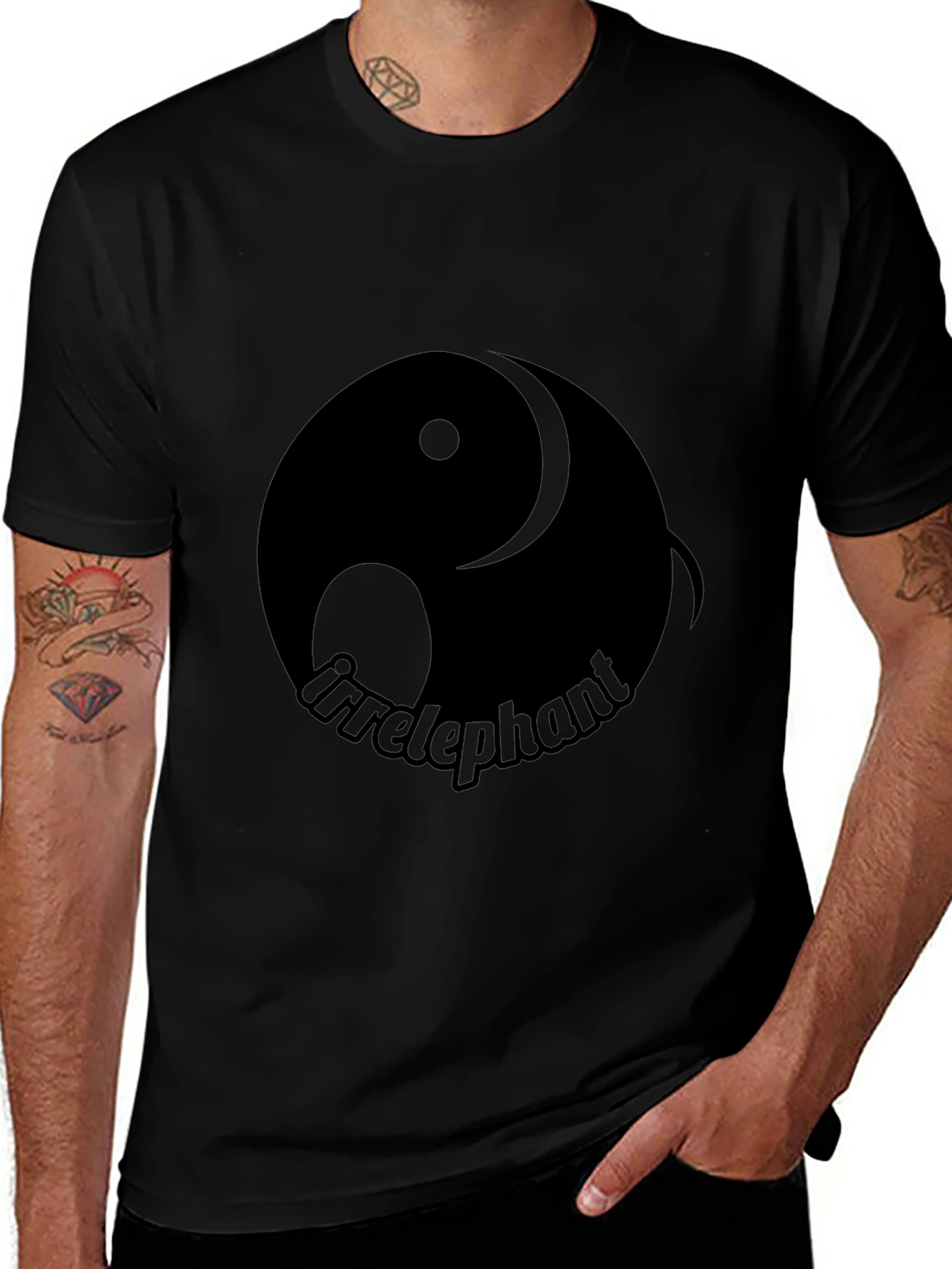 Irrelephant Yin Yang T-Shirt - Black