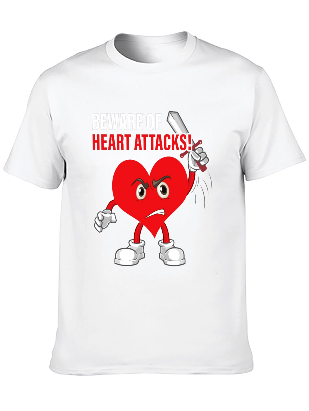 Beware Heart Attacks T-Shirt Funny Cartoon Heart