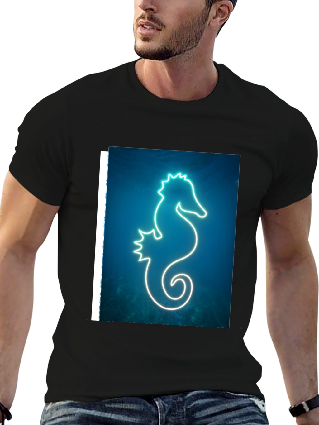 Neon Seahorse Graphic T-Shirt