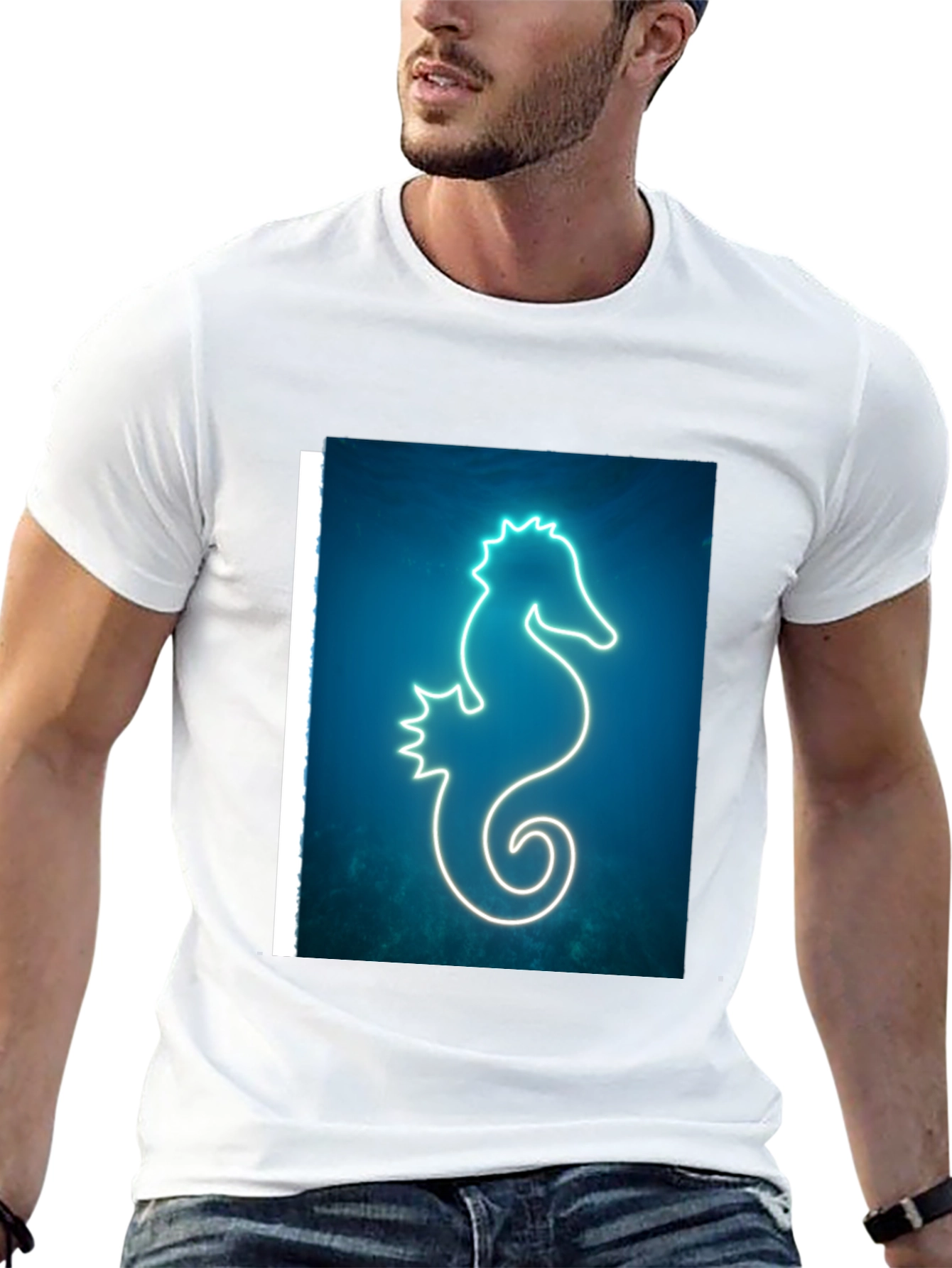 Neon Seahorse Graphic T-Shirt