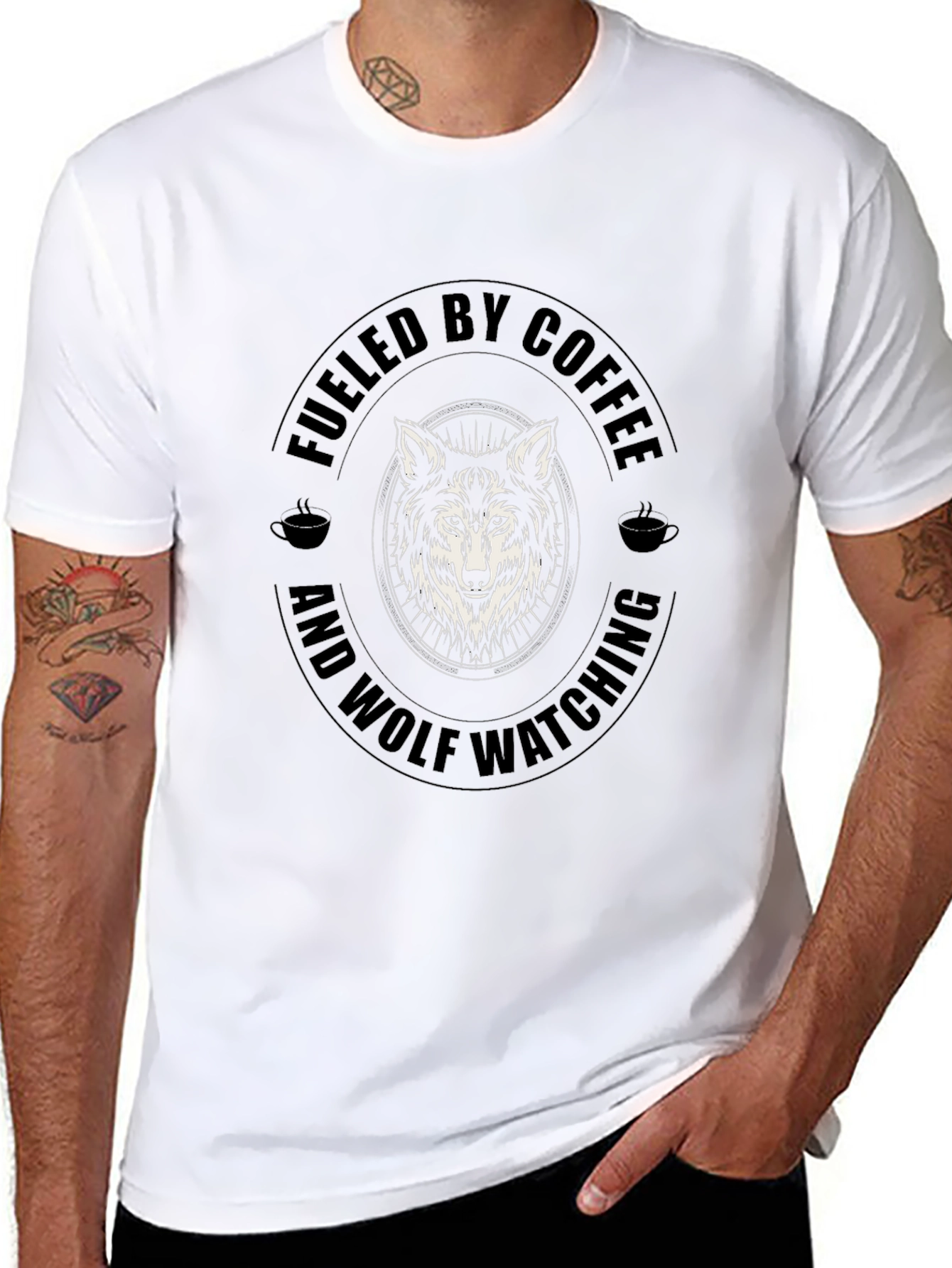 Fueled By Coffee & Wolf Watching Graphic Tee