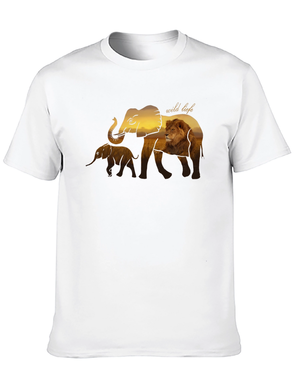 Wildlife Graphic Tee - Elephant & Lion Design