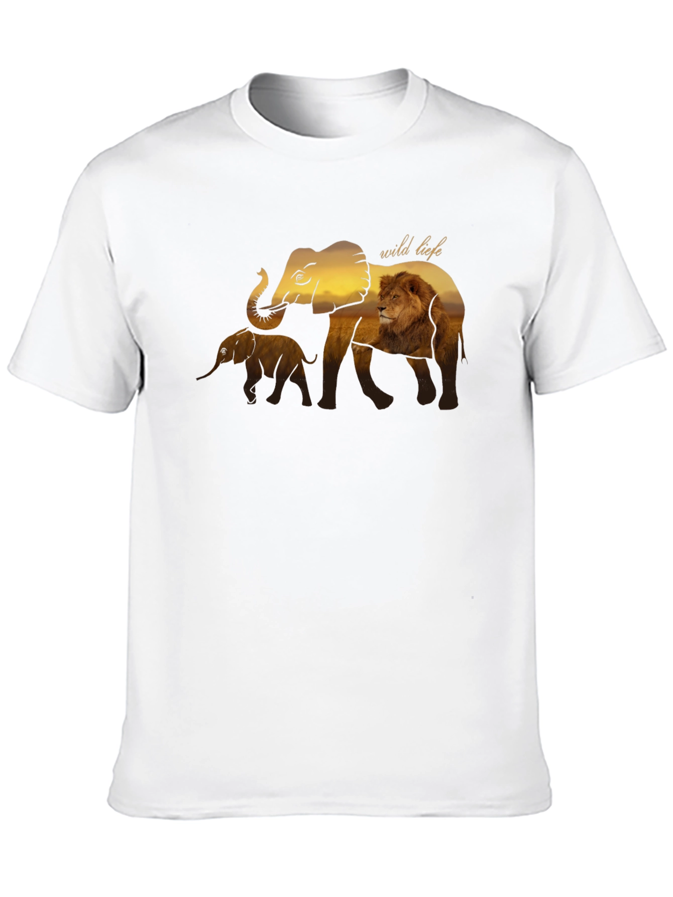 Wildlife Graphic Tee - Elephant & Lion Design