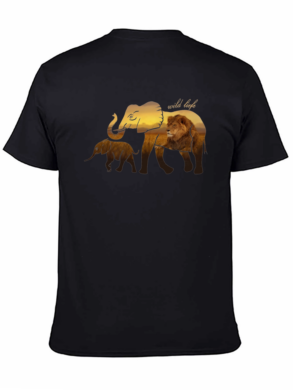 Wildlife Graphic Tee - Elephant & Lion Design