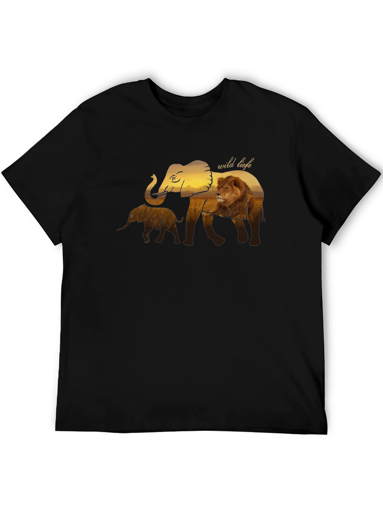 Wildlife Graphic Tee - Elephant & Lion Design