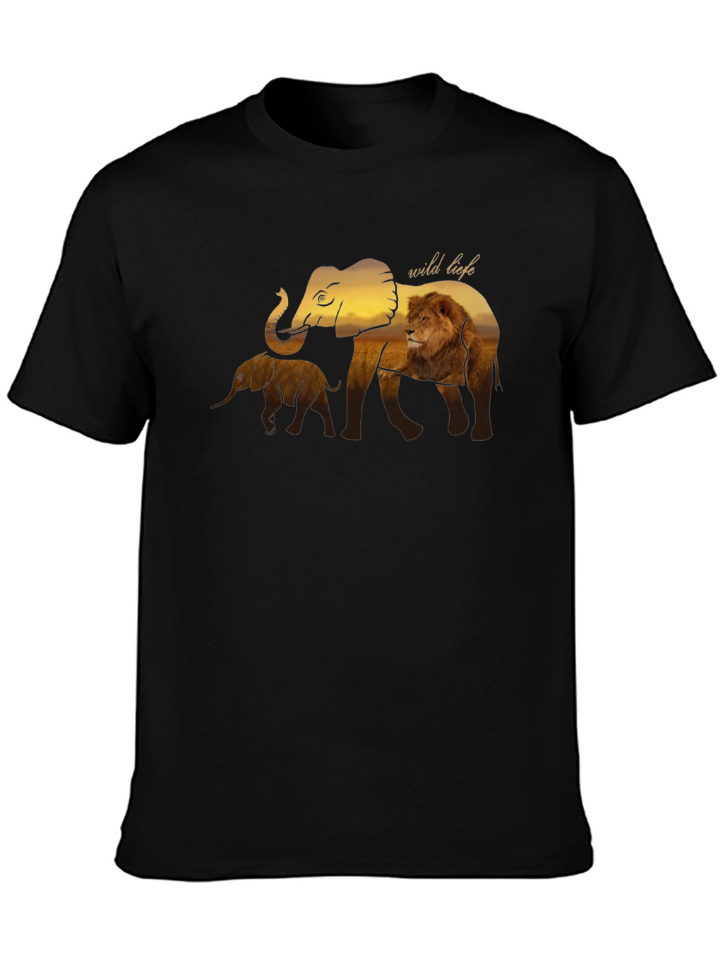 Wildlife Graphic Tee - Elephant & Lion Design