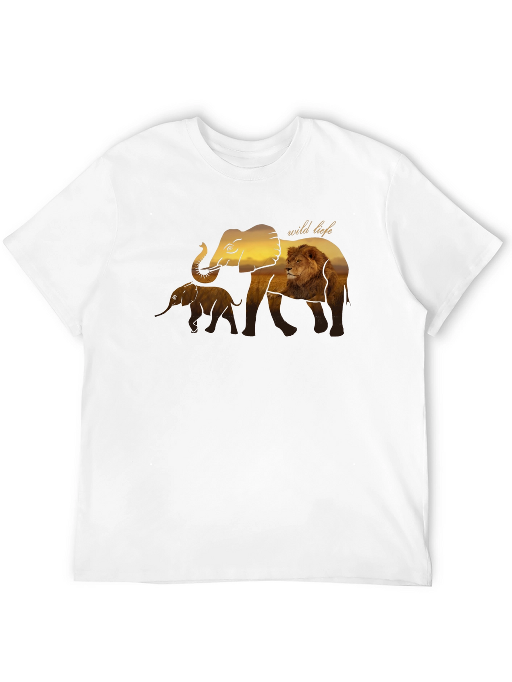 Wildlife Graphic Tee - Elephant & Lion Design