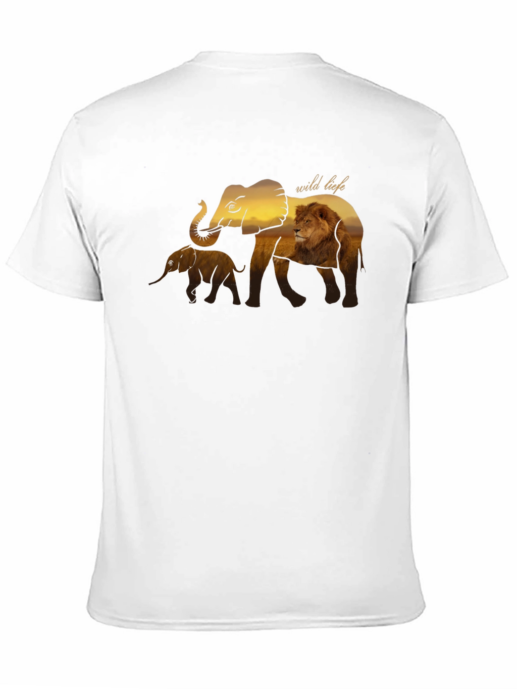 Wildlife Graphic Tee - Elephant & Lion Design