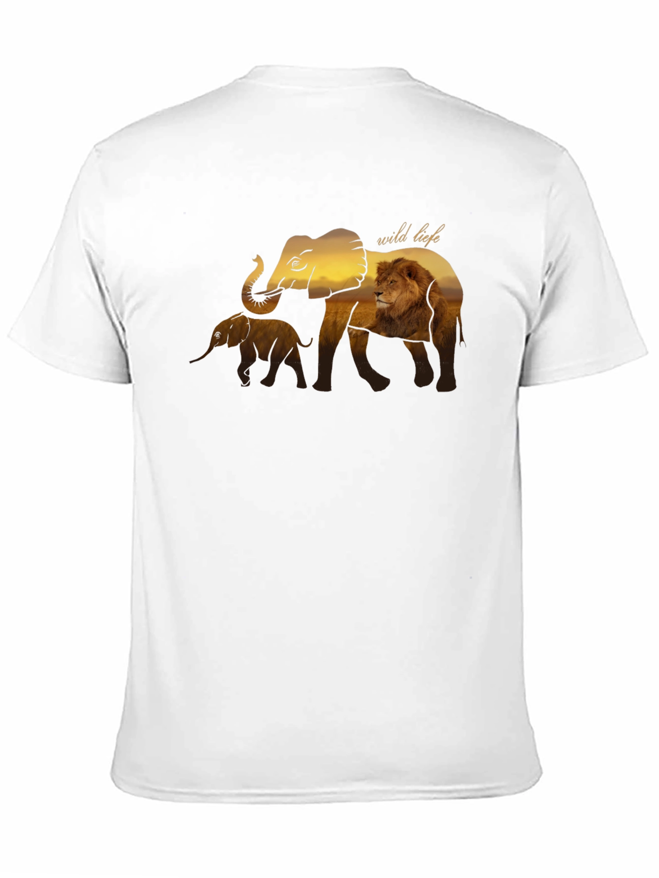 Wildlife Graphic Tee - Elephant & Lion Design