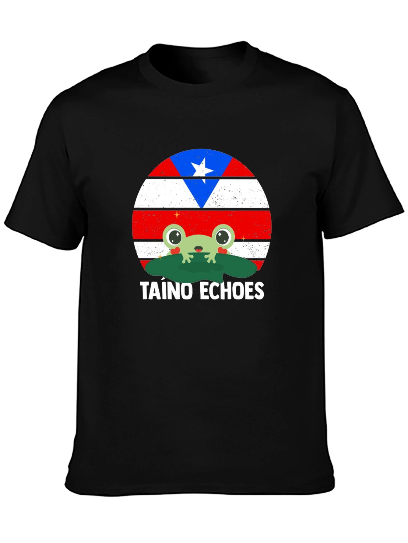 Taino Echoes Frog Graphic Tee - Puerto Rico Flag