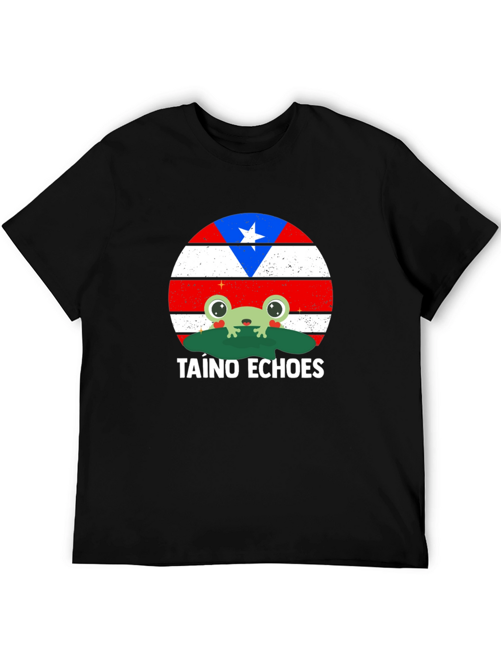 Taino Echoes Frog Graphic Tee - Puerto Rico Flag