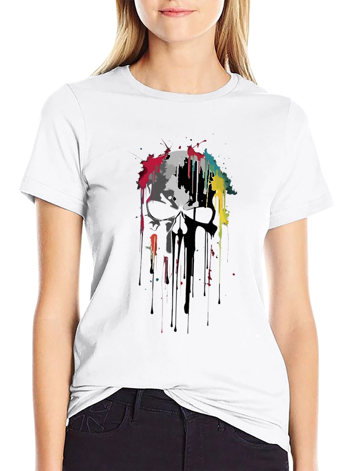 Skull Graphic Print Black T-Shirt