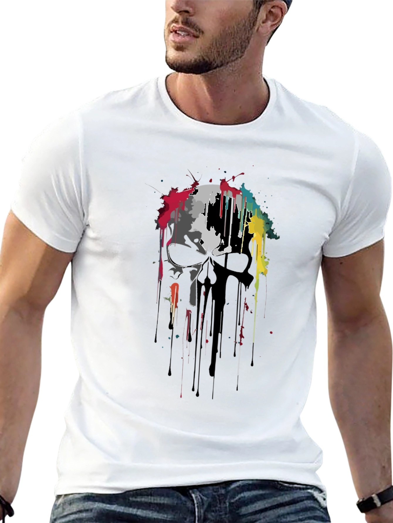 Skull Graphic Print Black T-Shirt